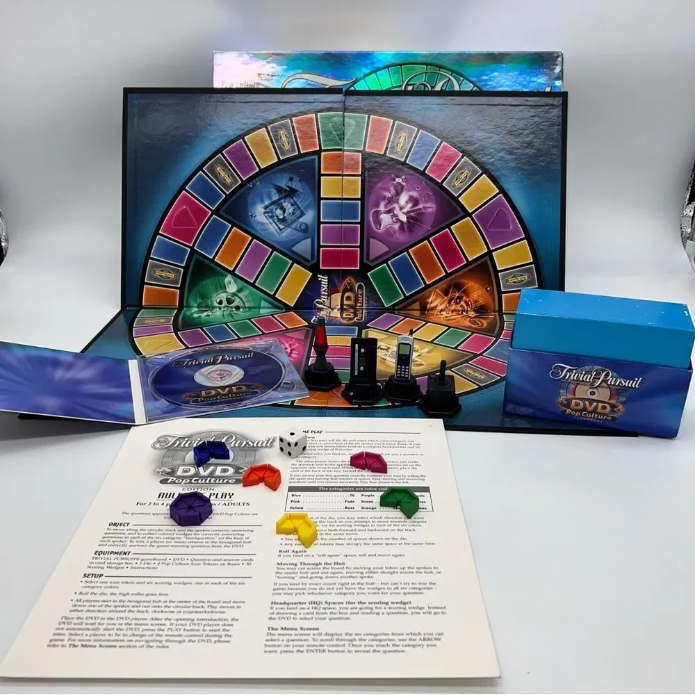 Trivial Pursuit DVD Pop Culture BOARD GAME Parker Brothers 2003-Used